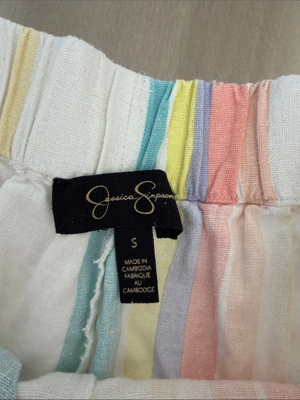 Jessica Simpson White Shorts with Pastel Multi Stripes